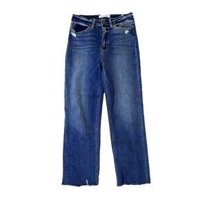 FLYING MONKEY MEDIUM WASH FRAYED CUFF STRAIGHT LEG JEANS SZ 26